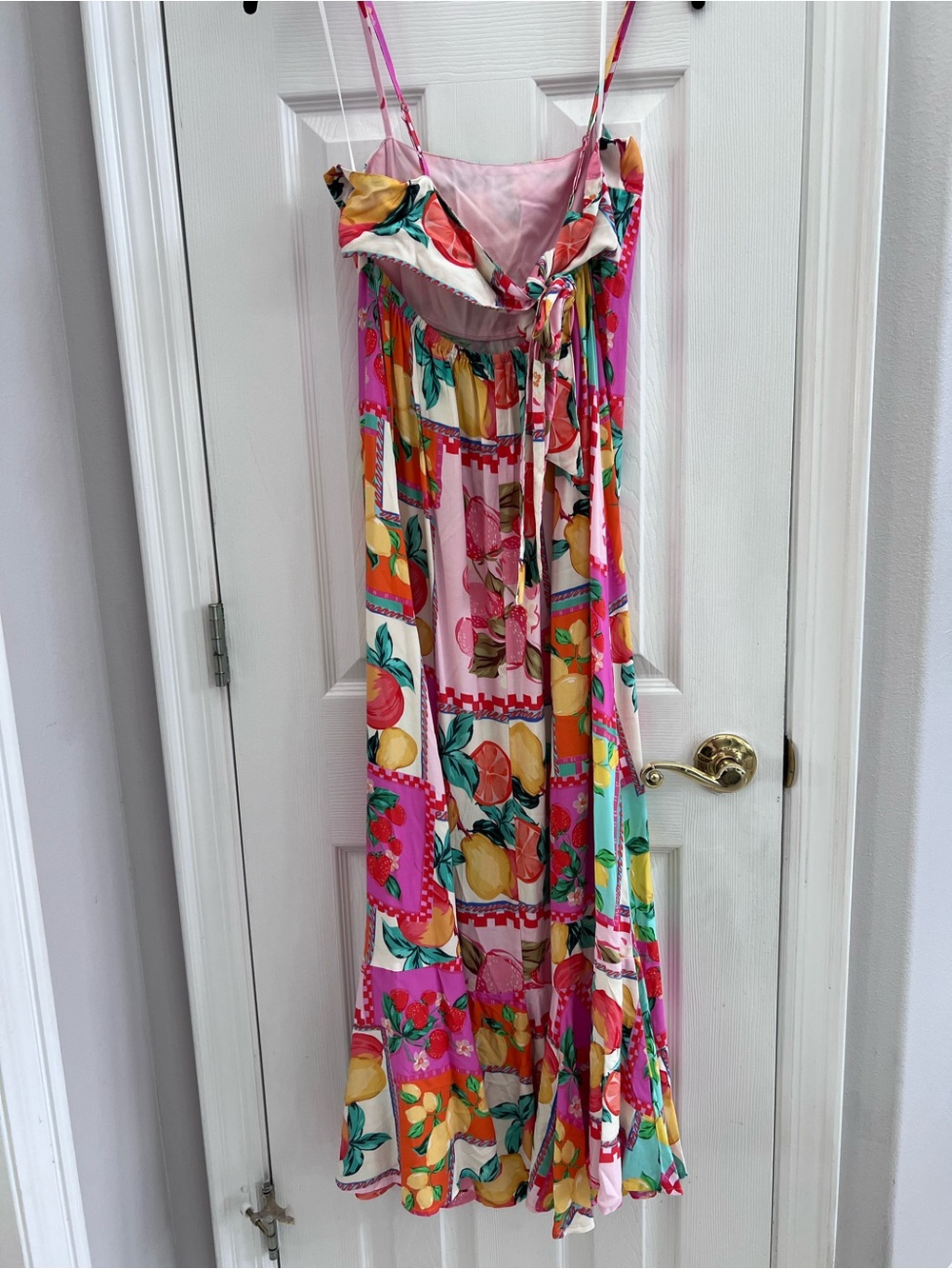 Women’s Floral Fruit Print Maxi Dress in Pink - Picture 3 of 5